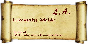 Lukovszky Adrián névjegykártya